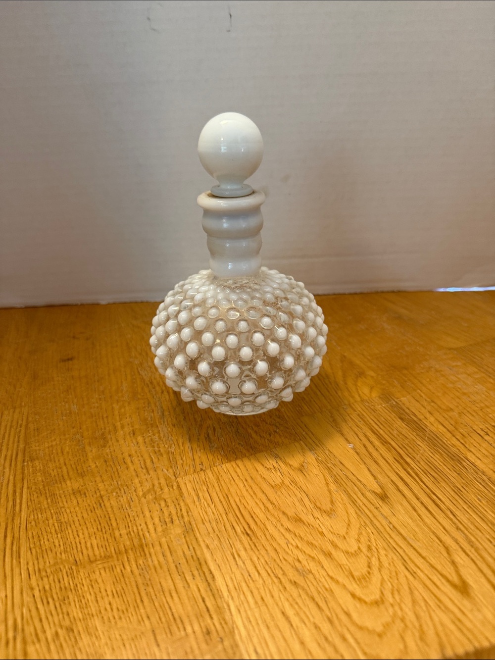 White Hobnail Glass Perfume Bottle - Decorative Vanity Accent
